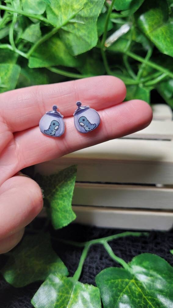 Sad GRUBS in a jar Hollow knight stud earrings