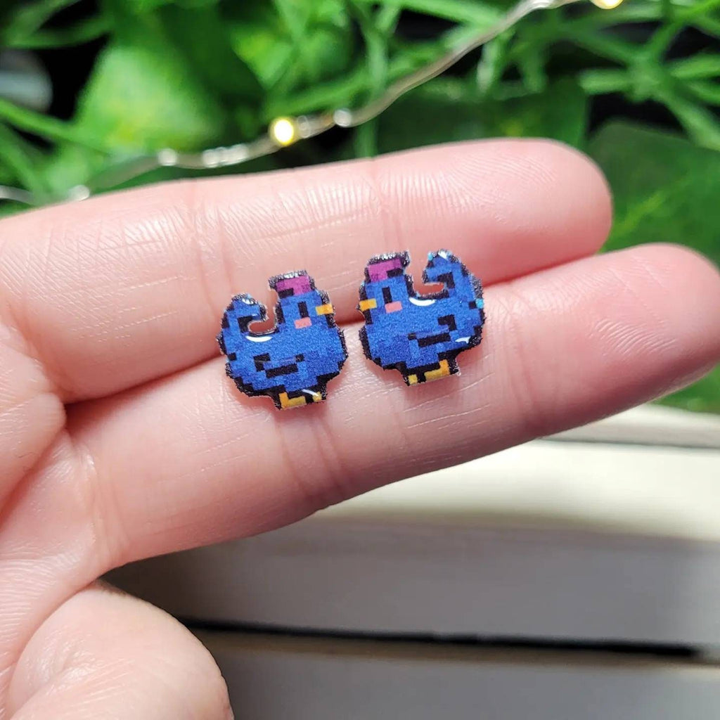 Stardew Valley Blue Chicken Stud Earrings | Gaming Jewelry