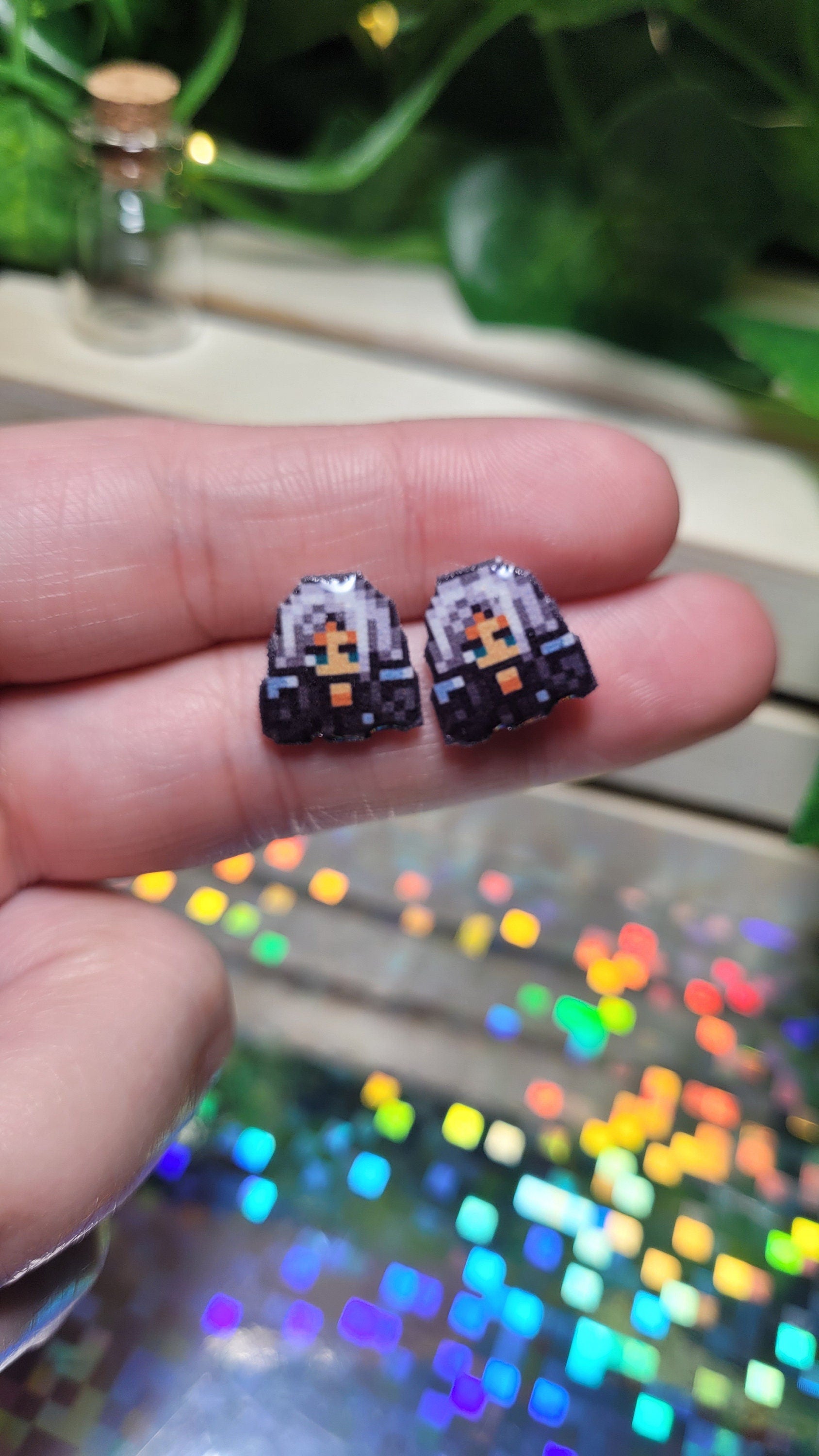 Sephiroth Pixel Earrings | JRPG Villain Fandom Jewelry