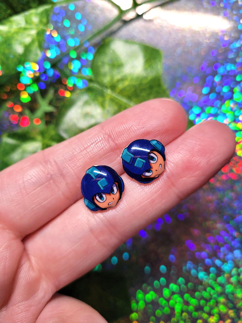 Mega Man Stud Earrings | Retro Gaming Jewelry