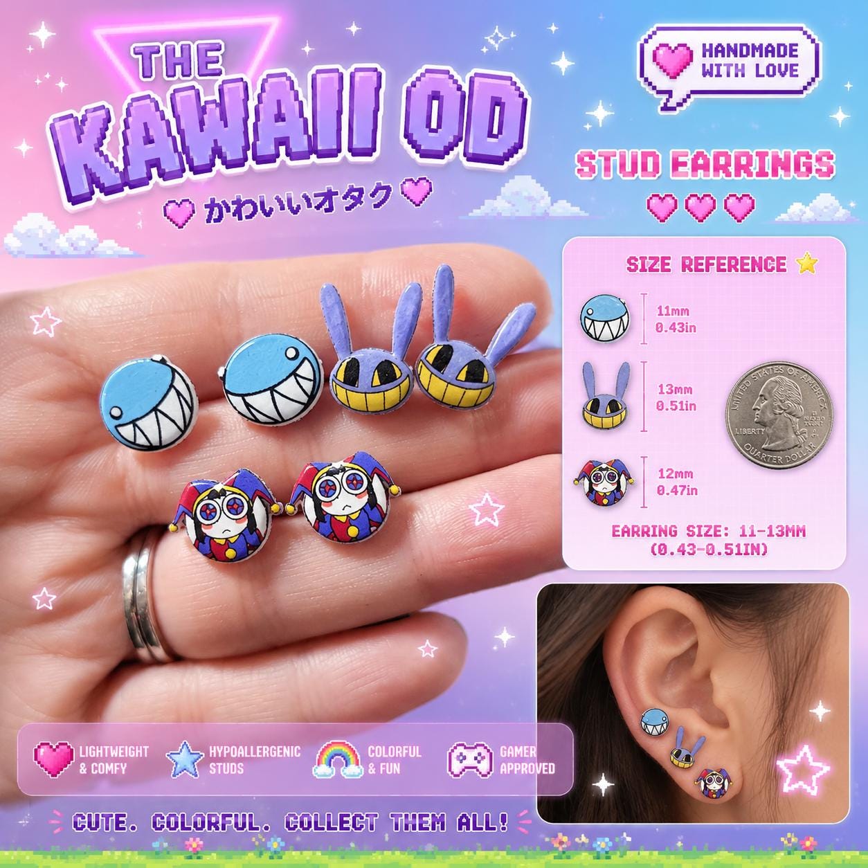Digital Circus Character Earrings | Cartoon Fandom Jewelry
