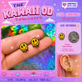 Melting Smiley Face Stud Earrings | Trippy 90s Retro Jewelry