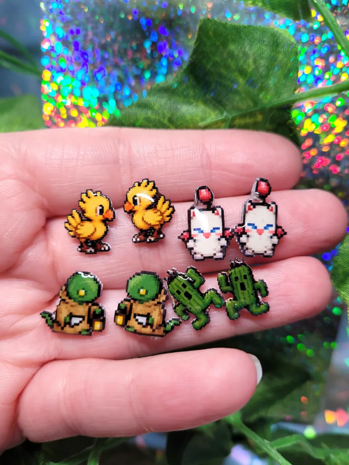 JRPG Creature Pixel Stud Earrings | Kawaii Fantasy Game Jewelry